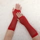 thumbnail image 5 of 2 Pares De Guantes Sin Dedos  Codo Longitud Para Mujer Rojo Una Talla, 5 of 5