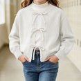 thumbnail image 3 of Afuyipoi Girls 100% Acrylic Knit Cardigan Sweater with Lantern Sleeve for Kids Size 6-12Y Spring Lightweight Layering White Size 8, 3 of 6