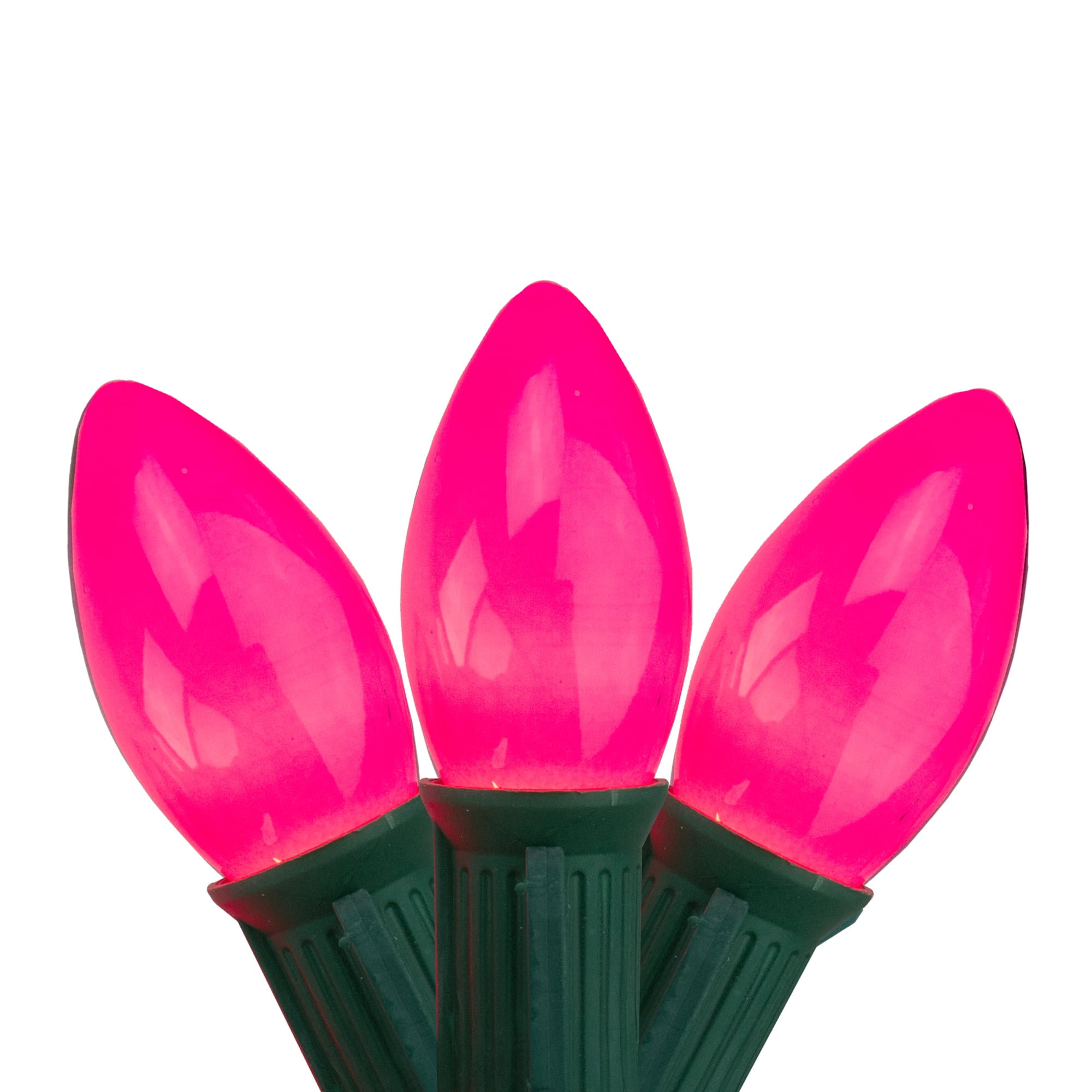 Northlight 25ct C9 String Lights Pink 24' Green Wire