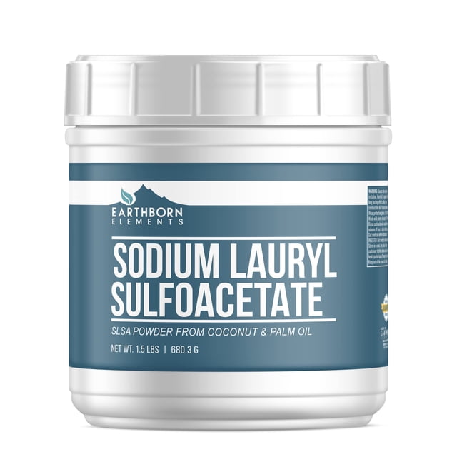 Earthborn Elements Lauril Sulfoacetato de Sodio (SLSA) (24 onzas) Aditivo para bomba de baño suave para la piel Espuma y burbujas de larga duración
