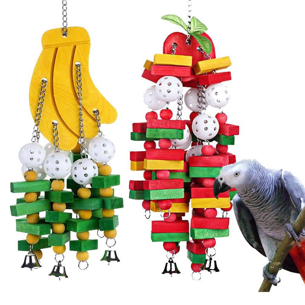 Bvdfgk Bird Chewing Toy Parrot Cage Bite Toys Wooden Block Bird Parrot Toys Type B