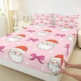 thumbnail image 3 of Manfei Cartoon Santa Claus Full Size Sheets for Kid, Merry Christmas Bed Sheets, Pink Princess Bowknot Sheet Sets, Breathable Home Decor, 4pcs, 3 of 7