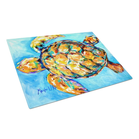Caroline's Treasures Sand Dance Turtle Glass Cutting Board Large