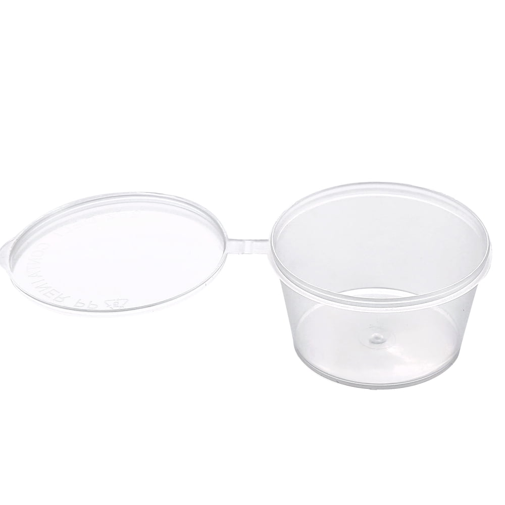 Plastic Food Cups - Stackable With Built-In Spork - Oval - Clear - 4oz. -  100 Count Box