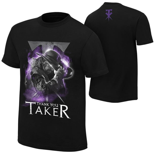 Wwe Official Wwe Authentic Undertaker Thank You Taker Photo T Shirt Black Purple Small Walmart Com Walmart Com