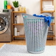 thumbnail image 4 of Mainstays Flexible Round Wicker Plastic Laundry Hamper, 3 Pack, Soft Silver, 4 of 10