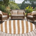 thumbnail image 3 of Brown Stripes 7FT Round Area Rugs for Living Room Modern Abstract Linens Farmhouse Ultra-Thin Non-Slip Round Rugs Machine Washable Low Pile Circle Carpet for Bedroom Kitchen Nursery, 3 of 9