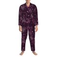 thumbnail image 3 of Fuzoiu Snowflakes and Hearts Print Men's Long-Sleeved Pajama,Lounge Button Down Nightwear,Mens Notch Collar Pajama Set -Small, 3 of 7
