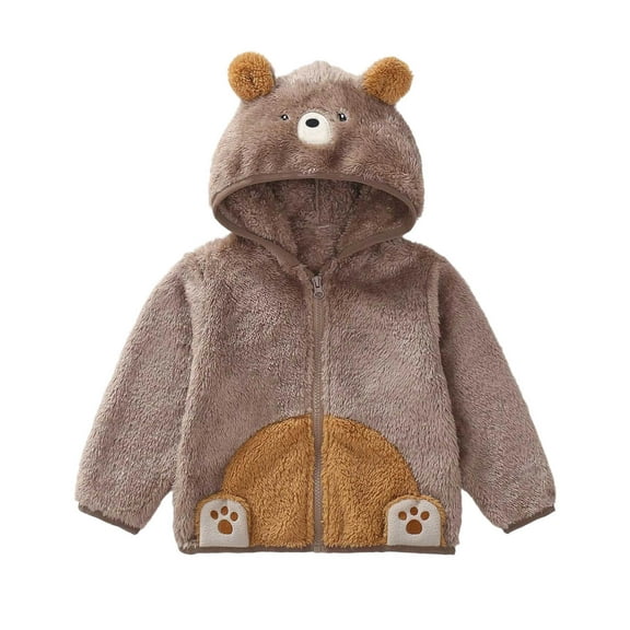 Curuila Kids Infant Girls Coat Fleece Long Sleeve Cartoon Print Hooded With Ears Jacket For Girls Winter Warm Comfortable Outerwear Size 2-3 Years