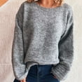 thumbnail image 6 of FRSASU Sweaters for Women Trendy Crewneck Long Sleeve Solid Color Sweater Tops Fall Knit Loose Casual Pullover Sweaters Gray L(L), 6 of 6