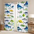 thumbnail image 2 of Manfei Colorful Sea Fish Blackout Curtains, Underwater Animal Curtains Pack of 2 (42x84 Each), White Blue, 2 of 6