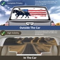 thumbnail image 4 of Pickup Car Window Stickers Decal Rear Window Decals for Trucks One Way Visual Waterproof Truck Back Window Tint Decal Graphic Perforated Vinyl Truck Stickers 66X 22inch USA Flag Cowboy Scene, 4 of 6