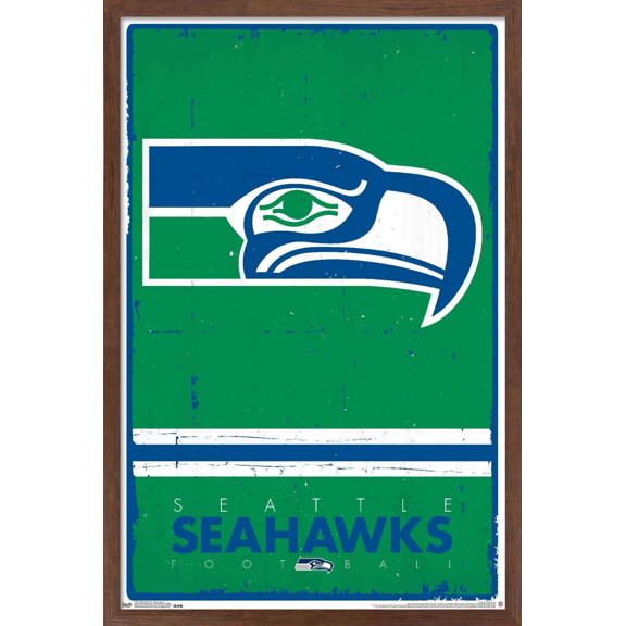 NFL Seattle Seahawks - Retro Logo 15 Wall Poster, 14.725" x 22.375", Framed