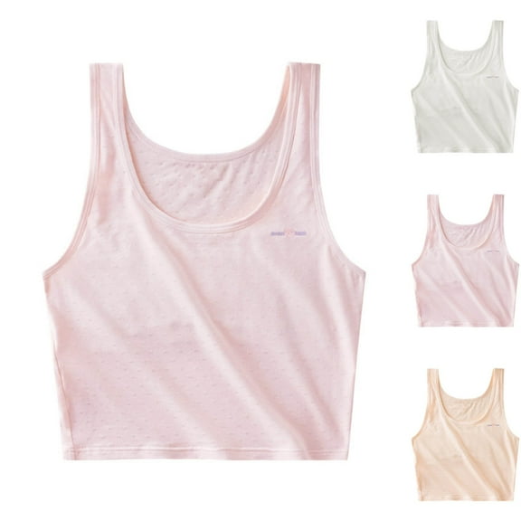 QNANSPI Girls Training Bras,Camisoles Bralette Bras with Shelf Bra for Girls,Cropped Camisole for Tweens 9-14 Years Wirefree Comfortable Built in Bra Top Breathable Soft Stretch Top
