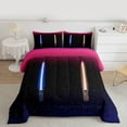 thumbnail image 2 of Manfei Gradient Light Bedding Comforter Set,Teens Colorful Neon Twin Comforter Sets,Blue Orange Black Bedding Set For Boys Kids,Microfiber Bedroom Decor Reversible,2pcs, 2 of 8