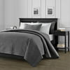 Bedspread Coverlet 3 Pcs Set Oversized 118 x 106 King Size Charcoal Color By Legacy Decor