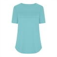 thumbnail image 6 of Cavosen Blouses for Women Short Sleeve Shirts Casual Pullover Blouse Tunic Crewneck Solid Curved Hem Pleated Front Flowy T-Shirts Holiday Shirts Novelty Loose Tops Workout Tees Blue L, 6 of 6