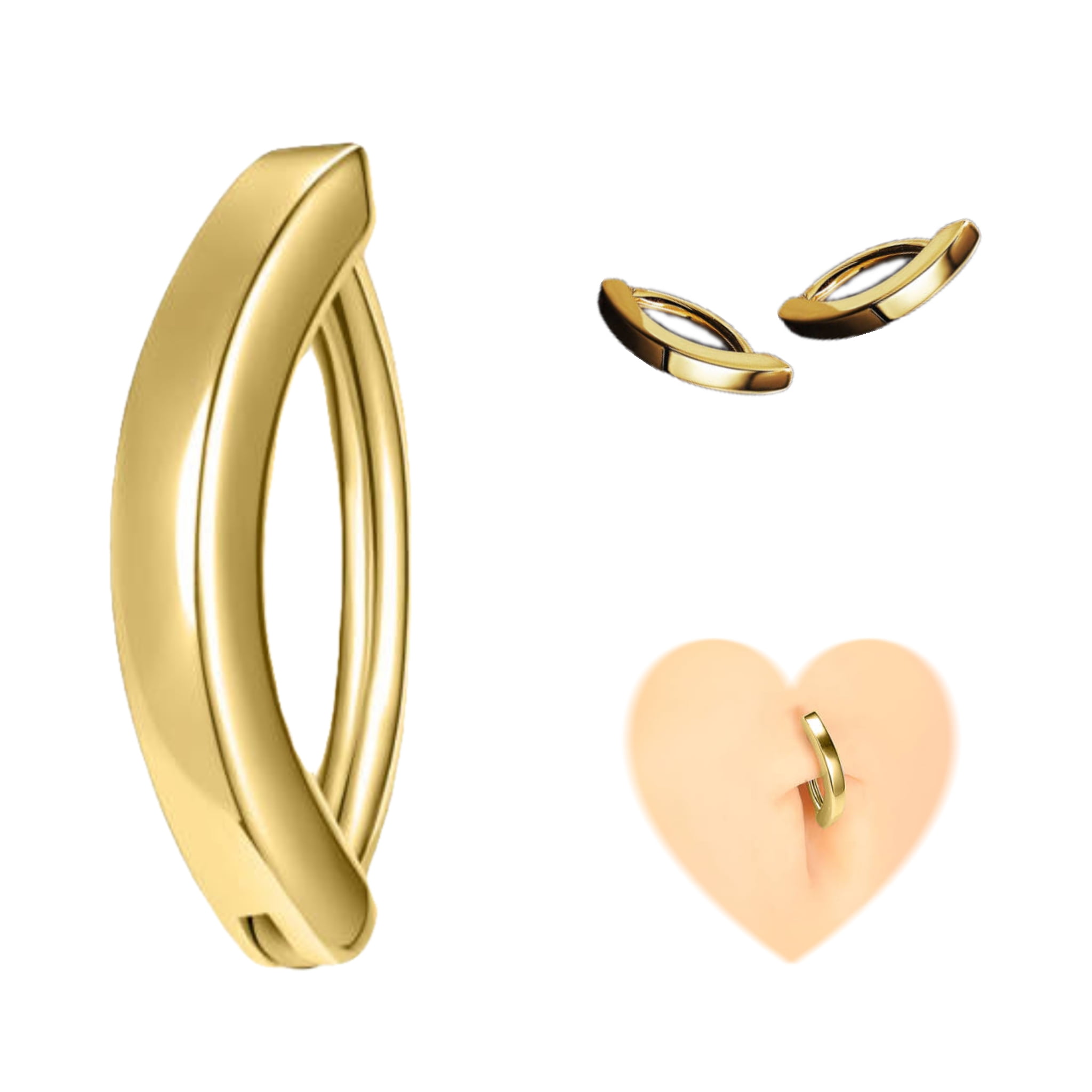 ZS 14G Clicker Belly Barbell Rings 925 Sterling Silver Belly Button