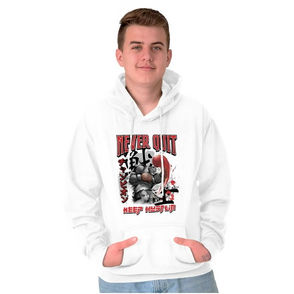 Street Fighter Balrog Never Quit Hoodie Hooded Sweatshirt Men Brisco Brands S