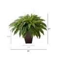 thumbnail image 7 of Nearly Natural 23in. Artificial Boston Fern Plant with Tapered Bronze Square Metal Planter, 7 of 7