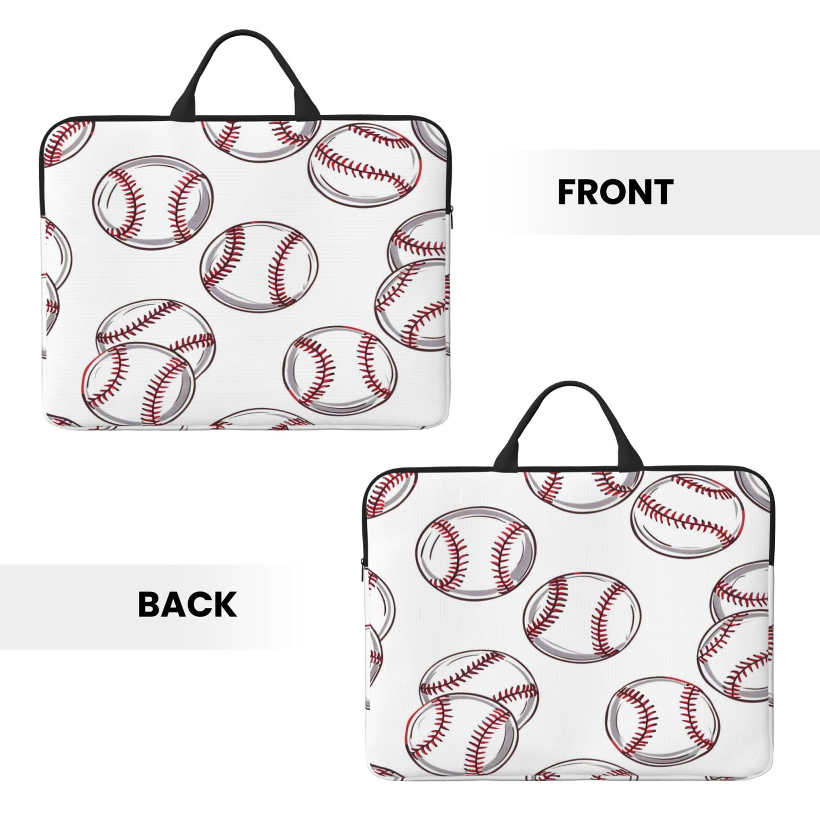Laptop Sleeve Bag For Women Men 14inch Waterproof Durable Protective Computer Carrying Cover Handle Laptop Case Bag Baseball Theme Sporty Dynamic Style White Baseballs With Red Stitching