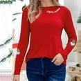 thumbnail image 5 of JTZGDY Merry Christmas Sweatshirts for Women Funny Xmas Tree Santa Claus Print Long Sleeve Holiday Season Pullover Tops Loose Oversized Casual Graphic T-Shirts Red#02 XL, 5 of 6
