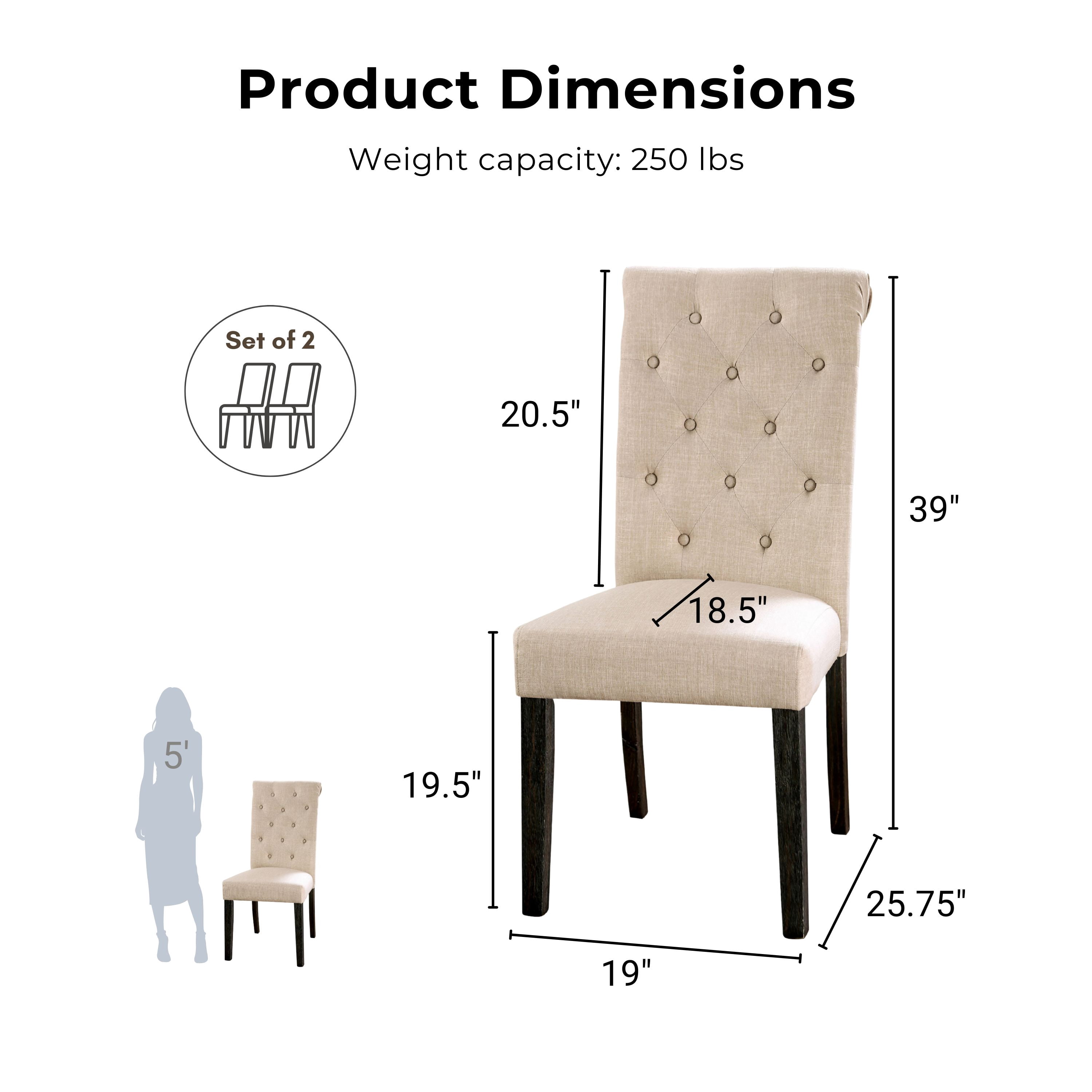 Furniture of America Flar Upholstery Side Chairs, Ivory - Set of 2
