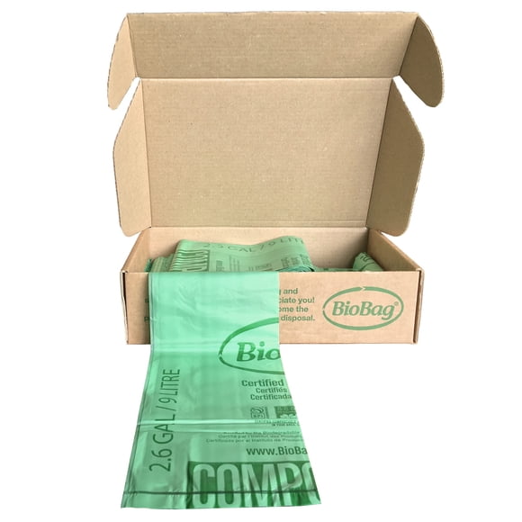 Bolsa compostable BioBag de 2.6 galones, 100 unidades, 100% certificada