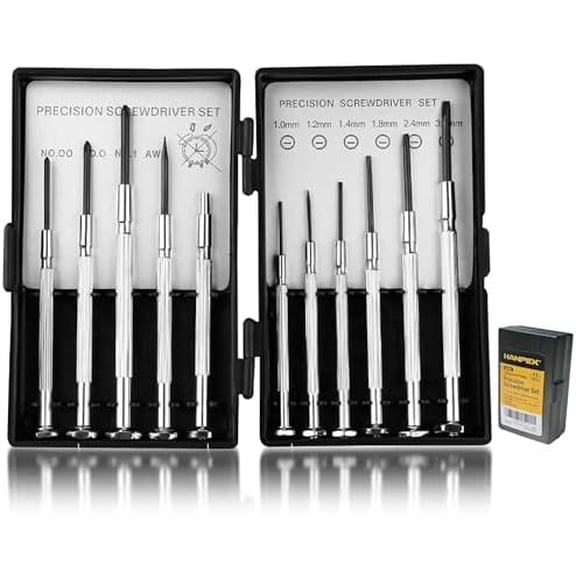 Precision Screwdriver Set, 11 Pieces, Mini Flathead and Phillips, for Glasses, Watches, Electronics Repair$$Tools & Hardware Other