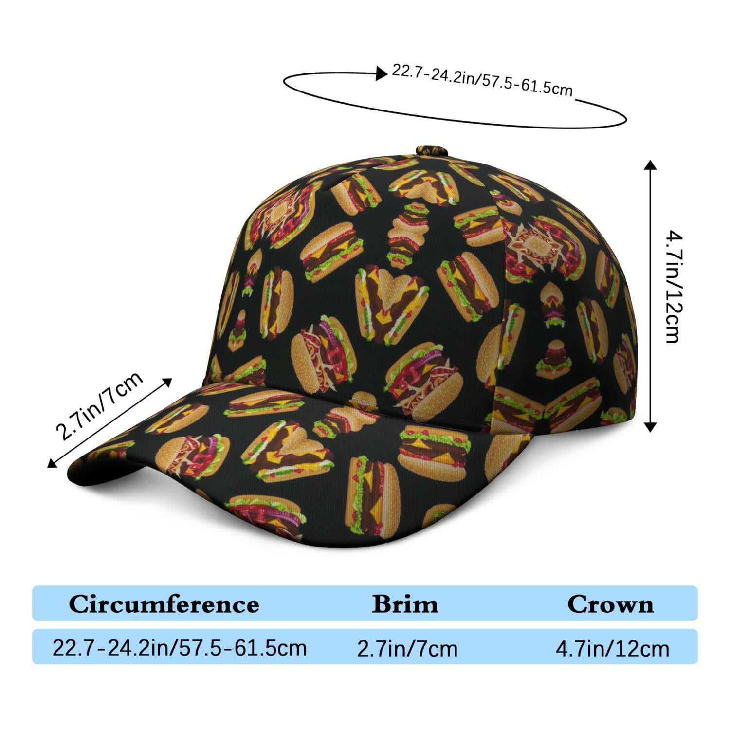 Fast Food Junk Food Hamburger Burger Sandwich Baseball Cap