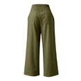 thumbnail image 3 of Linen Pants Women High Waist Elastic Loose Comfy Pocket Casual Wide Leg Sweatpants Women Blackish Green 2Xl, 3 of 4