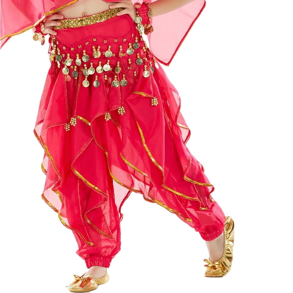 Girl's Belly Dance Pants Swirling Casual Hot Pink Lightweight Breathable Stretchy Trendy Soft Comfort Girl's Pants Size 8-9 Y