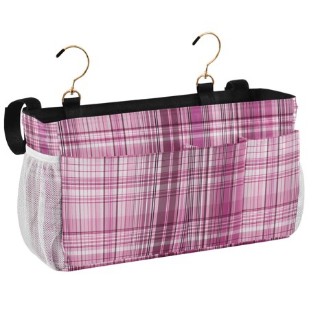 Ryvnso Bedside Caddy Ethnic Checkered Bedside Storage Bag Hanging Organizer