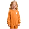 thumbnail image 6 of Kids Girls Crew Neck Long Sleeve Sweatshirt Cartoon Ghost Printed Loose Fit Solid Color Pullover Tops Orange 3-4 Years, 6 of 9
