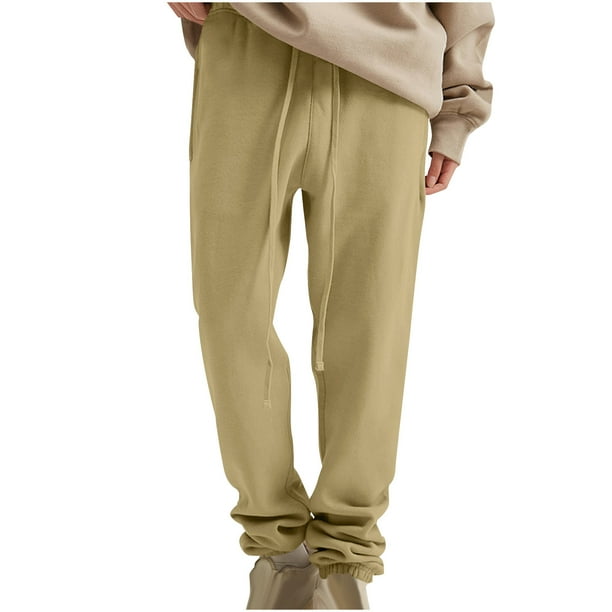 Pantalones largos para hombre, de color liso, con bolsillo y cordón, informales, juveniles, versátiles, deportivos, de gran tamaño.