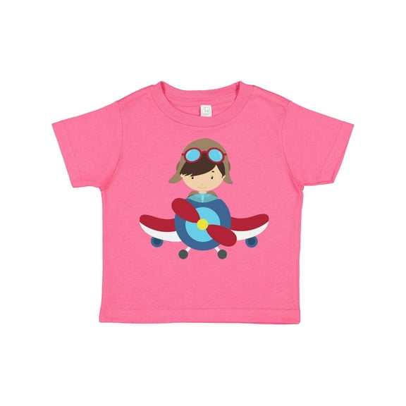 Inktastic Pilot Boy, Airplane, Plane, Flying, Brown Hair Boys Toddler T-Shirt