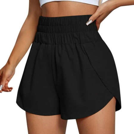 JIKNTTR Womens Shorts Casual Loose Comfy Short Pants Running Shorts Workout Elastic Waist Athletic Yoga Pants Sports Pants Stretchy Folded Hem Hot Short Jeans