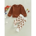 thumbnail image 2 of hirigin Newborn Baby Christmas Clothes 2Pcs Set, Solid Color Waffle Long Sleeve Pullover + Christmas Tree Print Long Pants, 2 of 9
