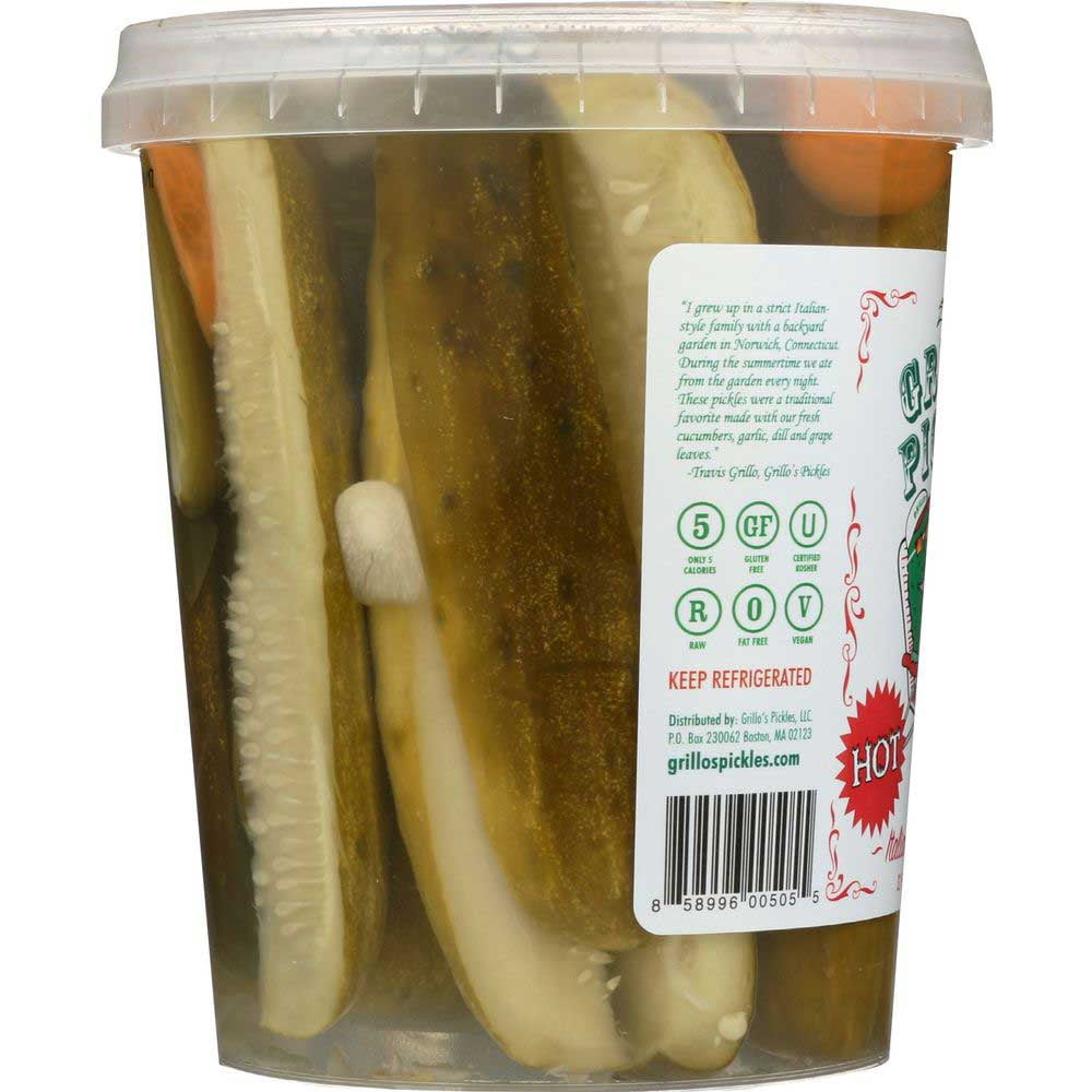 Grillos Pickles Hot Italian Dill Spears, 32 Fluid Ounce -- 6 per Case.