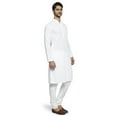 thumbnail image 2 of Ethnix Men's Mandarin Collar Handmade White Chikaankari Embroidered Kurta Pajama 2-piece set; XL, 2 of 3