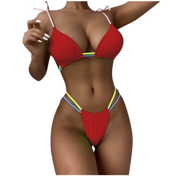 fartey Thong Bikini Swimsuit for Women Brazilian Bottom Triangle Bikinis Top Bathing Suit Beachwear