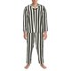 thumbnail image 3 of Balery Black And White Thick Stripes Pijama para Hombre de Dos Piezas con Manga Larga, Conjunto de Dormir y Descanso Suave con Bolsillos-Large, 3 of 7