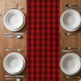 thumbnail image 6 of Red Black Plaid Table Runner - 120 Inch Long, Kitchen Dining Table Runner Dresser Scarves, Country Vintage Star Abstract Gingham Farmhouse Decor for Coffee Tables Wedding Party Banquet, 6 of 8