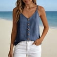 thumbnail image 2 of Fewfanhot Women's Linen Blend Button Front Cami Top, V-Neck Spaghetti Strap Casual Tank, Loose Fit Summer Camisole with Buttons, S-3XL, 2 of 7
