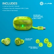 JLab GO Pop Active Noise Cancelling Bluetooth Earbuds with Charging Case, Transparent Neon Green