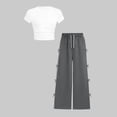thumbnail image 2 of Zpanxa Girls Sets Ruched Short Length T Shirt with Bow Pocket and Long Pants Set 12-13 Years, 2 of 6