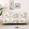 thumbnail image 4 of ZIATUBLES Floral White Armless Sofa Futon Slipcover, Stretch Soft Couch Cover with Elastic Bottom, Dustproof Washable Sofa Bed Cover for Living Room Bedroom, 4 of 9