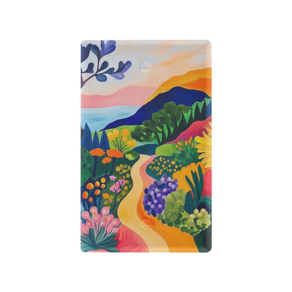 Yayeee Blank Wall Plate Cover 1-Gang 4.5"x2.7" Home Unused Decorative Outlet, Art Path
