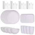 thumbnail image 1 of Nvzi 32pcs Wheat Straw Dinnerware Sets for 4 - Lightweight Unbreakable - Microwave Dishwasher Safe - Perfect for Picnic, Dorm,Camping Plates Cups and Bowls Set -White, 1 of 5