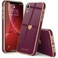 thumbnail image 6 of Compatible with iPhone Xr Case for Women Girl Cute Love-Heart Luxury Bling Plating Soft Back Cover Raised Full Camera Protection Bumper Silicone Shockproof Phone Case for iPhone Xr, Wine red, 6 of 13